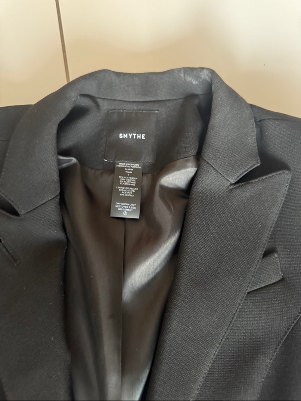 Smythe  one button Black  Tuxedo Blazer with Blue Sleeve Stripes - Picture 4 of 11